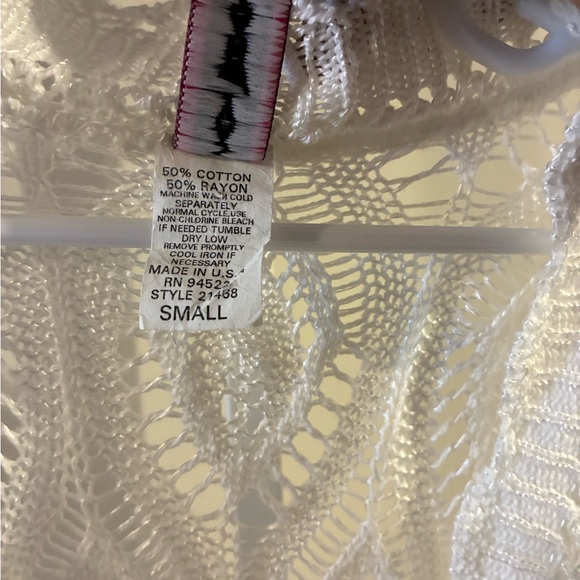 Say What? White Open Knit Ribbon-Tie Cardigan - Picture 4 of 5